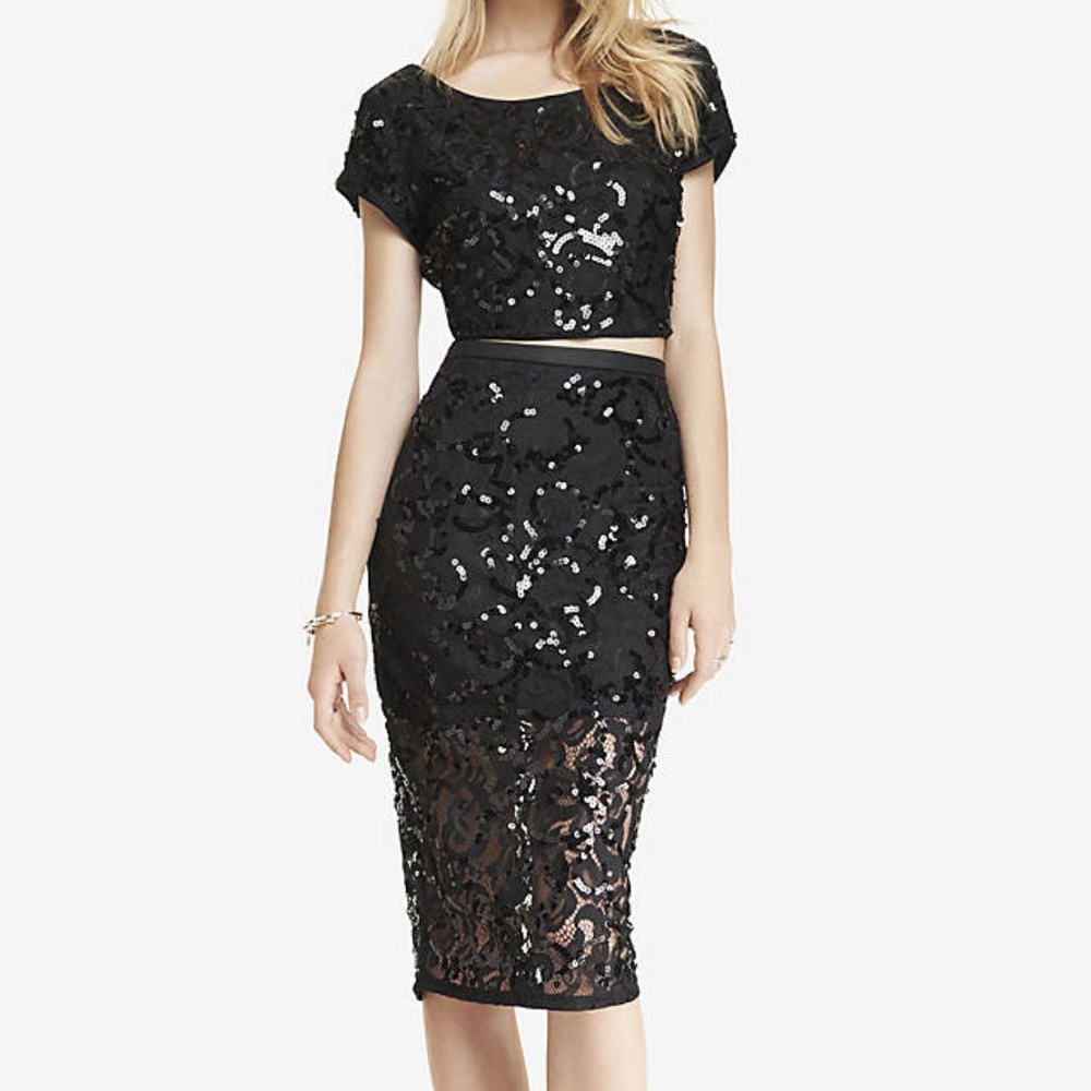 This cropped sequin top from Express is the perfec